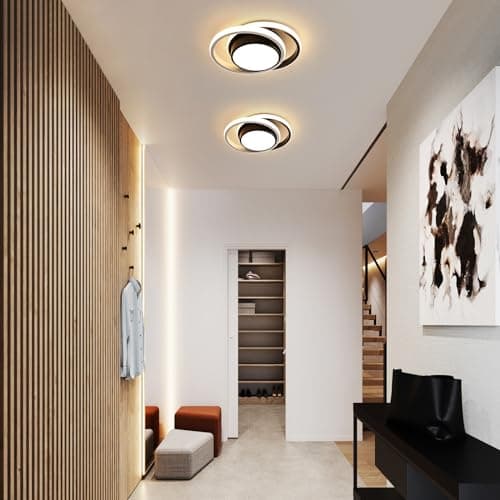 Comely Plafonnier LED, Rond Lampe de plafond 32W 2350LM, Moderne Luminaire Plafonnier pour Couloir Coucher Salle de Bains Cuisine Salon, Blanc Froid 6500K, Longueur 28cm, Noir