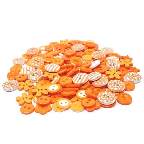 Lot de 150 boutons oranges en bois, acrylique et résine pour confection de cartes