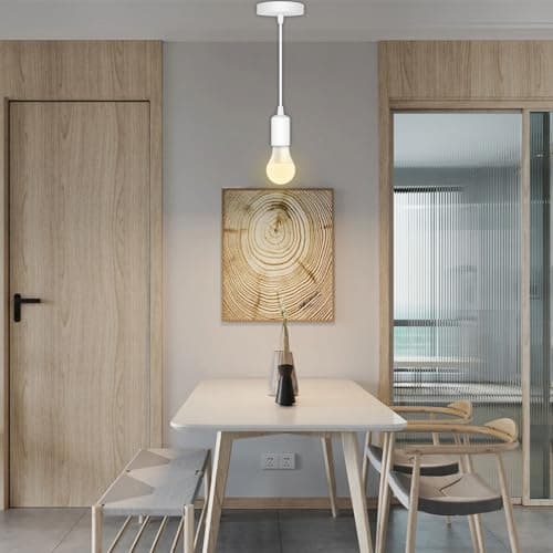 Caldarax Lot de 2 Suspension E27 en Métal, Câble Réglable 100CM, E27 Porte Lampe Suspension, E27 Pendentif Suspendues Accessoires, pour Éclairage au Plafond Salon, Chambre(Blanc)