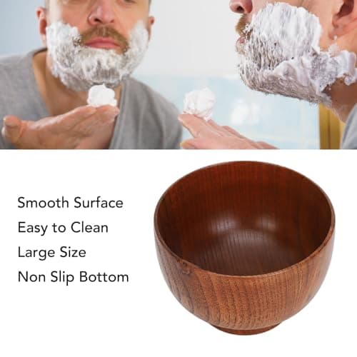 Sonew Bol de Rasage en Bois, Tasse de Savon à Large Bouche, Bol de Crème Moussante pour Barbe, Outil de Nettoyage du Visage pour Hommes et Pères