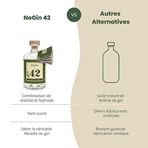 NoGin 42 - L'alternative au gin sans alcool avec les épices originales du Gin 42 | jnpr | Sans sucre | Compagnon idéal pour les cocktails sans alcool | A servir avec l'eau tonique Thomas Henry
