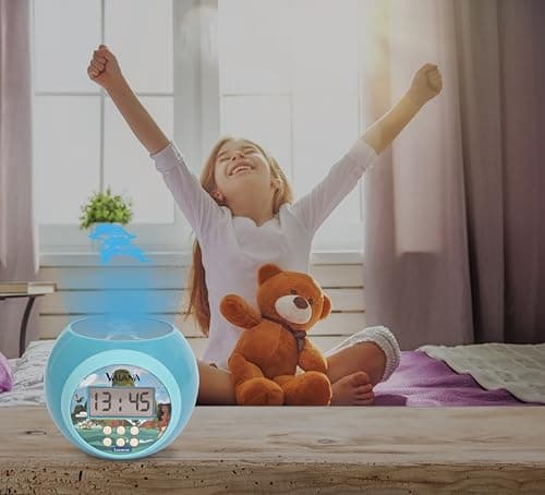 Lexibook Lexibook-RL977VN, Disney Vaiana, Réveil-projecteur avec Fonction Alarme et répétition Snooze, veilleuse avec minuterie, écran LCD, à Piles, RL977VN
