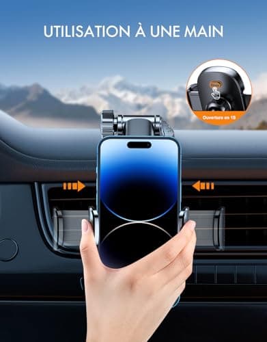 Mohard Support Telephone Voiture, [Jamais de Chute] Ultra Robuste Pied Telephone Voiture Orientable à 360°, Attache Téléphone Voiture Ventouse Compatible avec iPhone 17/16/15 & Autres 4-7" Smartphones
