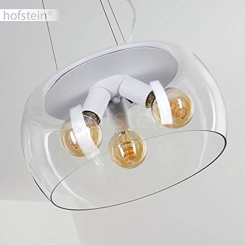 Suspension Ahanga en métal noir et verre fumé, lampe pendante rétro-design idéale dans un salon contemporain, Ø 25 cm, hauteur max. 250 cm, pour 1 ampoule E27, ampoule(s) non incluse(s)