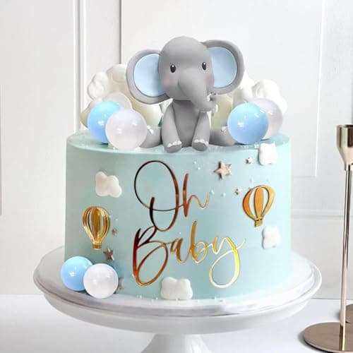 Éléphant Decoration Gateau Oh Baby, 21 Pièces Deco Gateau Anniversaire, Gâteau Topper Oh Baby Cake Topper Éléphant Décoration de Gâteau Bebe pour Bébé Enfants Fille Garçon Anniversaire Baby Shower