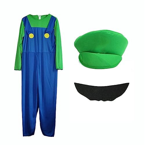 YIYUANIJI Super Frères Costume Classique de pour Adultes/Costume de Héros de l'enfance,avec Casquette et Moustache, pour Carnaval et Cosplay
