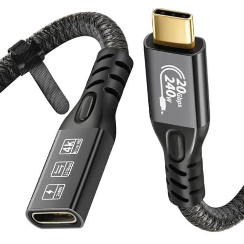 USB C 3.2 d'extension Câble,2PCS 20Gbps USBC 3.2 Gen2 Type-c Male to Female Extender Cable Ultra HD 4K@60Hz 240W Charging Data Transfer Compatible with External SSD (2, 2PCS Extension 20G 240W 0.25M)