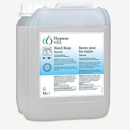 Hygiene VOS Savon Liquide 5000ml Neutre pour les Mains pH Neutre pour une Utilisation Quotidienne. Formule Extra Douce et Ingrédients Biodégradables. Bouteille Économique de 5 Ltrs