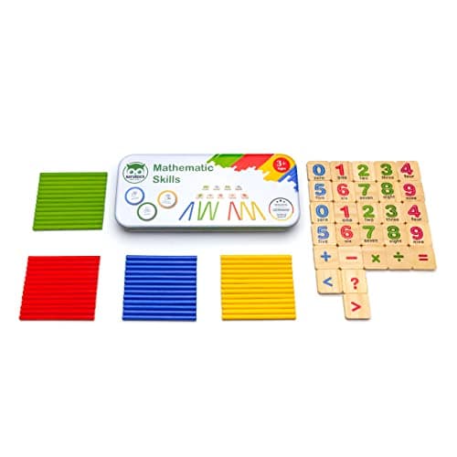 Natureich Mathe Montessori Boîte en bois et métal pour ranger les chiffres et apprendre à calculer 1 x 1 à partir de 3 ans pour le développement de la motricité précoce