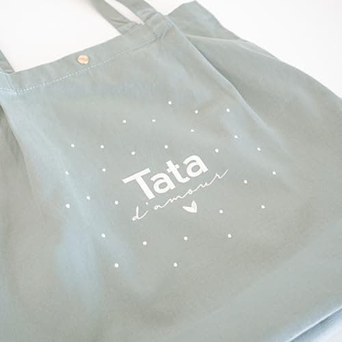 Manahia tote bag brodé tata - Tata d'amour - Cadeau tata - Sac tata - Sac cabas brodé avec poche - Cadeau tante, soeur, belle soeur - Annonce Grossesse tata - anniversaire tata