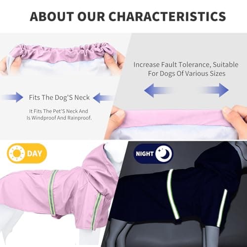 PETCUTE Imperméable pour Chien,Veste de Pluie pour Chien avec Capuchon,100% étanche et Coupe-Vent Manteau Imperméable pour Chiens avec des Bandes Réfléchissantes,Trou pour Harnais,Lavable en Machine