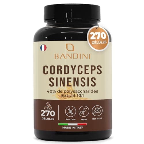 Bandini® Cordyceps Sinensis 6.500mg - 270 Gélules - Extrait de champignon vital CS-4 (10:1) - Énergie & Performance Sportive - 40% de Polysaccharides Bioactifs - Sans Additifs, Vegan - Pour 3 mois