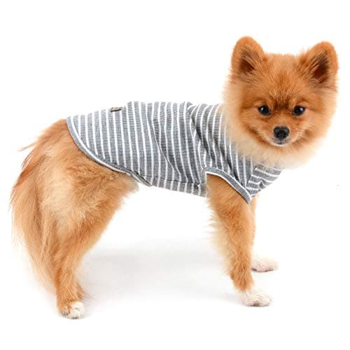 PAIDEFUL Vêtements pour Petits Chiens Garçon Fille été rayé Chiot t-Shirt Gilet Respirant Coton t-Shirt sans Manches Chihuahua Yorkshire Gris XXL