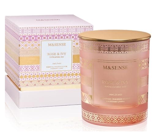 M&SENSE Bougie Rose Ivy, Bougies parfumées pour femmes, bougies de soja naturel à combustion lente de 45 heures 210g, bougies d'aromathérapie de luxe pour soulager le stress, décoration d'intérieur