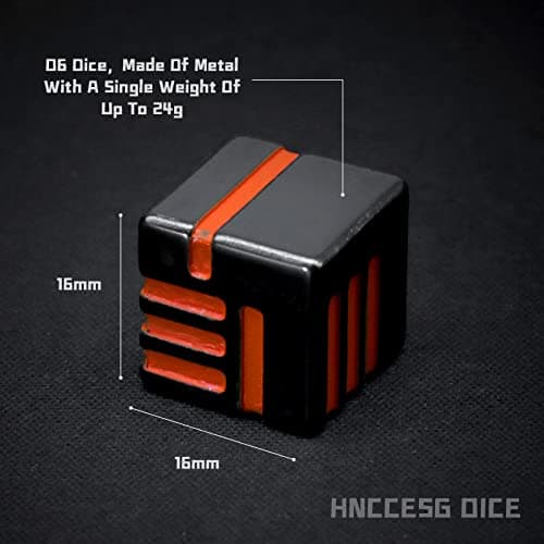 HNCCESG Dés JDR 6 Faces en Métal, Dés de Jeux pour Donjons et Dragons,Dés Jeu de Role 6 Pièces avec boîte en métal Dés Polyédriques(D6 Orange)