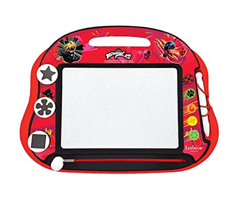 Lexibook, Miraculous Ladybug Chat Noir, Ardoise Magique Multicolore, Jouet Artistique pour fillesgarçons, Magnétique avec Stylet et tampons pour Dessiner, Rouge/Noir, CRMI550