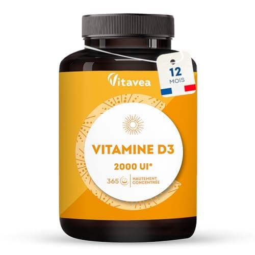 Vitamine D3 | 2000 UI | Défenses naturelles, immunité | Haut dosage | 1 an | Fabriqué en France | Vitavea