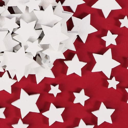 100Pcs Etoile Bois Noël Confetti Décoration à disperser Table DIY Bricolage Artisanat Cadeau Noël Fête (Blanc)