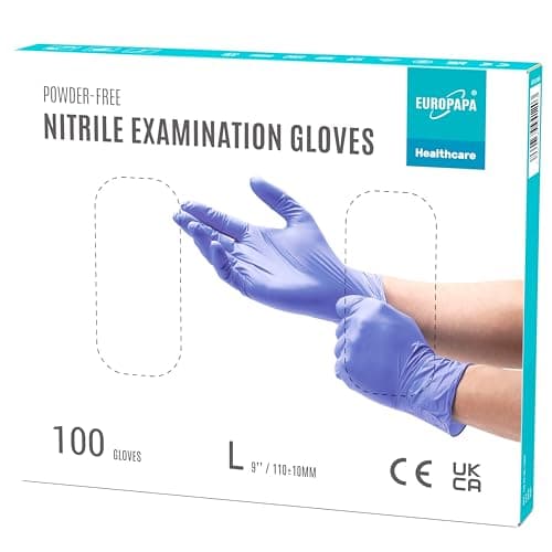 EUROPAPA® Lot de 100 gants jetables en nitrile sans latex non stériles sans latex