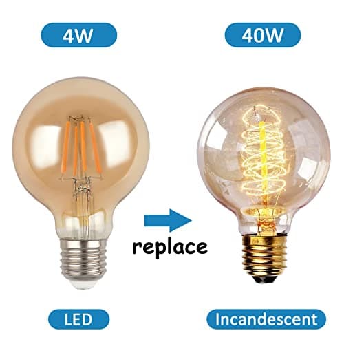 SCNNC Ampoule LED E27 Vintage Dimmable 4W G80 220-240V 400LM Blanc Chaud