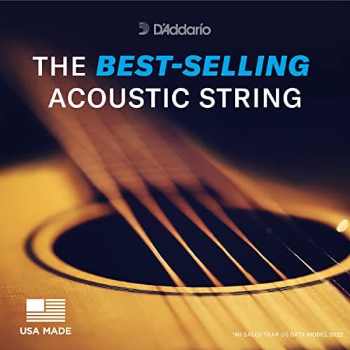 D'Addario Cordes Guitare Acoustique | Corde Guitare Folk | EJ16 | Cordes en bronze phosphoreux pour guitare acoustique | Léger 12-53