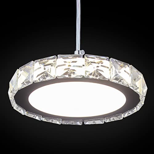 Lustre en cristal LED Mini suspension en cristal en acier inoxydable Plafonnier encastré pour couloir d'entrée salon (lumière variable)