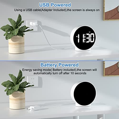 CHEREEKI Réveil Matin LED, Réveil Lumineux avec Affiche la Semaine, Fonction Snooze, 4 Luminosité Réglable, 2 Alarmes, Horloge Digitale à Piles pour Enfant, Adolescent, Personnes âgées