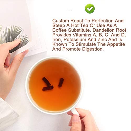 Plant Gift Racine de pissenlit coupée 130 g, thé en vrac à la racine de pissenlit torréfiée, végétalien, sans OGM, sans gluten, supplément de pissenlit pur, soutien fort, thé sain