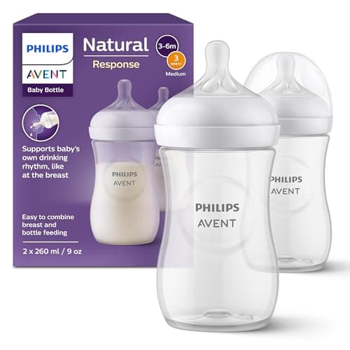 Philips Avent Lot de 2 biberons à Réponse Naturelle de 260 ml, sans BPA, pour les bébés de 1 mois et + (modèle SCY903/02)