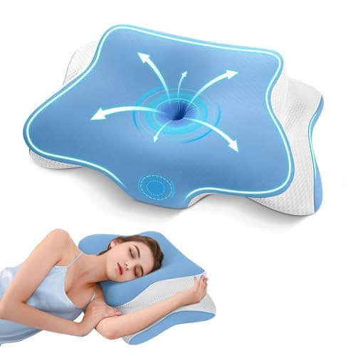 JINXIA Oreiller en Mousse à Mémoire de Forme, Oreiller de Contour Cervical pour Les Douleurs aux épaules,Oreiller Orthopédique Ergonomique de Soutien du Cou pour Dormeurs sur Le Côté