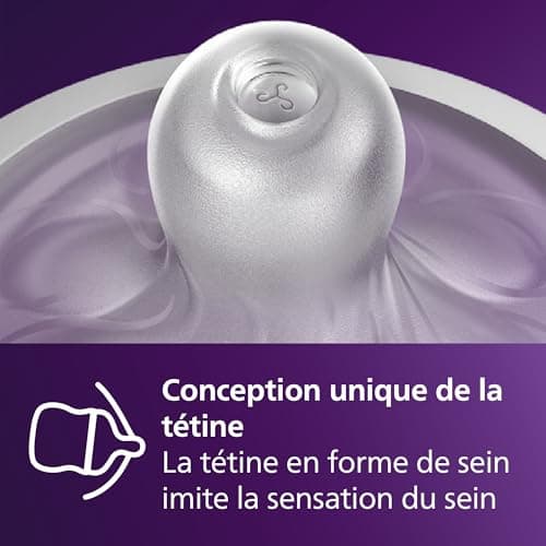Philips Avent Lot de 2 biberons à Réponse Naturelle de 260 ml, sans BPA, pour les bébés de 1 mois et + (modèle SCY903/02)