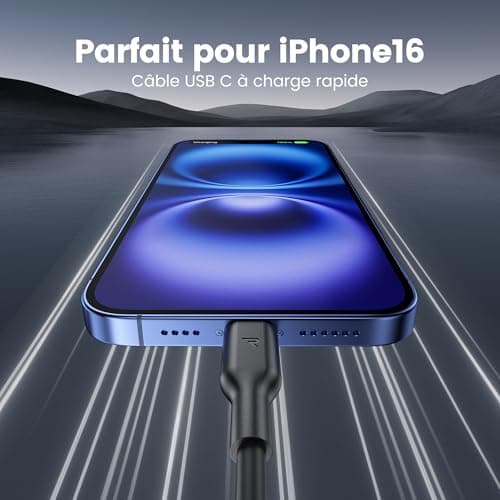 RAMPOW Cable USB C, [4Pack 1M] 2*Cable USB C vers USB C & 2*Cable USB vers USB C Charge rapide PD3.0, Cable iPhone 16, Cable iPhone 15 avec puce E-Mark pour iPhone 16/15, Macbook, iPad, Samsung