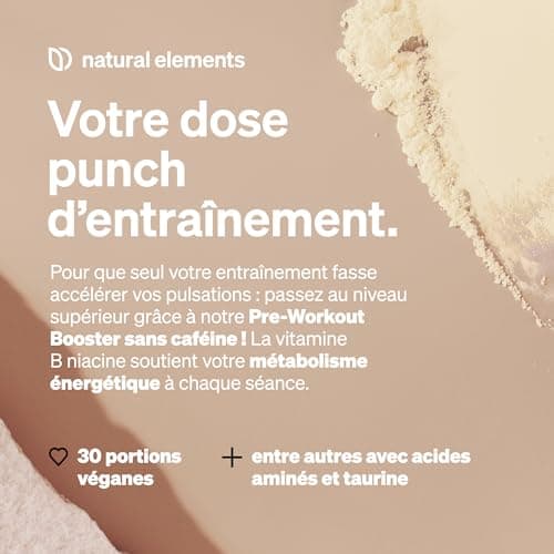 Pre-Workout Booster – zéro caféine – goût punch de fruits – avec niacine, ginseng et BCAA – végane, sans caféine – produit et contrôlé en laboratoire en Allemagne
