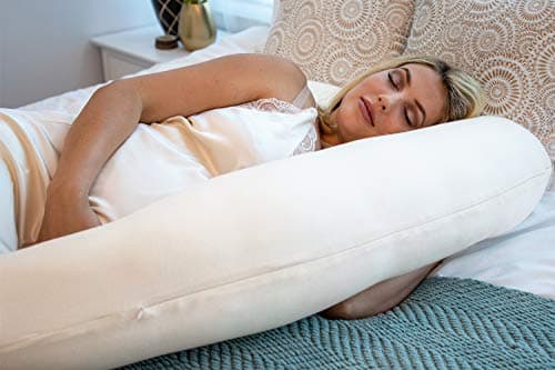 Pharmedoc Coussin de Grossesse - Natural en Coton Bio, Coussin Allaitement en Forme de U, Oreiller de Grossesse & Soutien de Maternité - Coussin Femme Enceinte