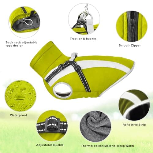 Oslueidy Manteau Imperméable pour Chien,Veste Chaude d'hiver Vêtements pour Animaux de Compagnie Coupe Manteau Chiens pour Le Petit Moyen Grande Chien (2XL, Vert)