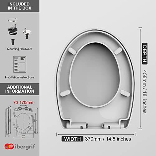 Ibergrif M41002, Abattant WC Forme O, Cuvette Toilette avec Frein de Chute, Lunette WC avec Fermeture en Douceur, Lunette de Toilette Blanche Universelle