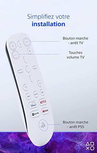 Sony, Télécommande Multimédia PS5, Compatible avec PlayStation 5, Couleur : Blanche