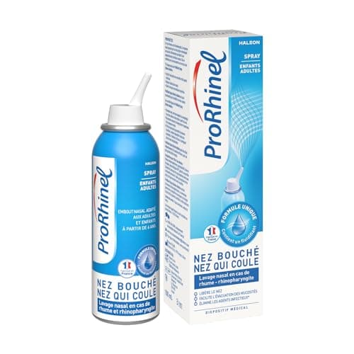 Prorhinel Spray Nasal Pour Enfants et Adultes, Lavage Nez Bouché et Qui Coule, Aide À Eliminer Les Agents infectieux, 100 ml