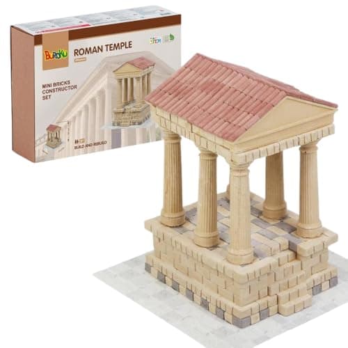 Buroku - Kit de construction romaine 390 pièces | Temple romain réaliste | Briques de pierre | Encourage l'apprentissage STEM et la motricité | Pour enfants et adultes | Colle incluse