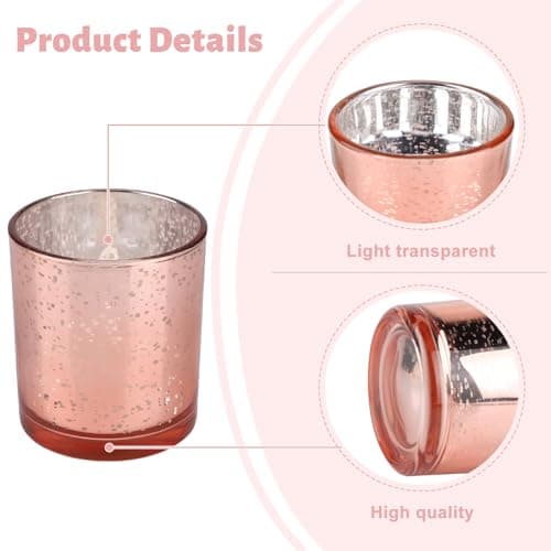 LALAGO Lot de 6 photophores en verre tacheté - Photophores pour bougies chauffe-plat - Décoration de Noël - Décoration de table de mariage (rose)