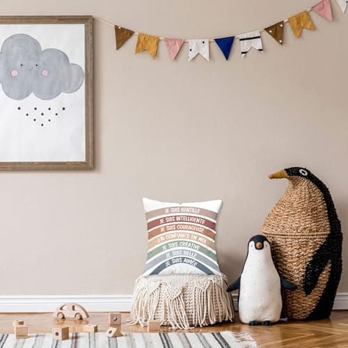 Cadeaux d'inspiration pour Les Femmes Filles Initiales A-Z Cadeaux motivationnels Coussin Arc-en-Ciel Recto-Verso pour Les Femmes Anniversaire Graduation Fête des mères Cadeau de Noël(W-Elle)