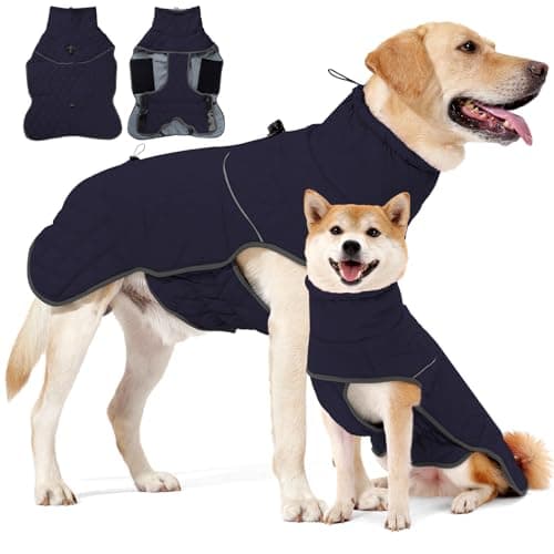 HEYWEAN Manteau Chien Imperméable Veste Chien Manteau Chaud pour Chien Doublée en Polaire Manteaux d'hiver pour Chiens Réfléchissante avec D-Ring Veste Imperméable pour Petits, Moyens et Grands Chiens