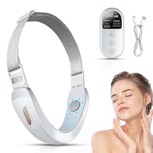 Wonder Forge Appareil de Levage du Visage, EMS Massage Visage, 6 Modes V-Face Shaping Massager Électrique, Massage Visage à Lumière Rouge et Bleue avec Télécommande