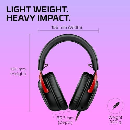 HyperX Cloud III – Casque de Gaming Filaire, PC, PS5, Xbox Series X|S, DTS, Mousse à mémoire de Forme, Microphone au Son cristallin de 10 mm, avec Suppression du Bruit, USB-C, USB-A, 3.5mm – Noir