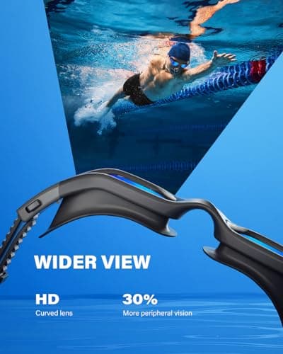 YAKAON G1 Lunettes de natation anti-buée pour homme et femme adulte (noir et bleu, verres polarisés)