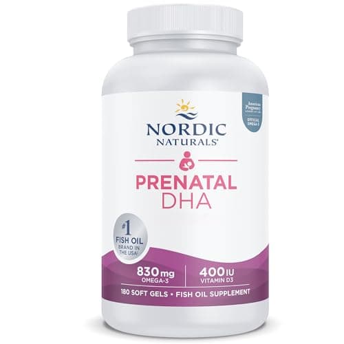 Nordic Naturals, Prenatal DHA, 830mg d'Oméga-3 avec EPA et DHA, Haute Dosé, Goût Neutre, 180 Capsules molles, Testé en Laboratoire, Sans Soja, Sans Gluten, Sans OGM