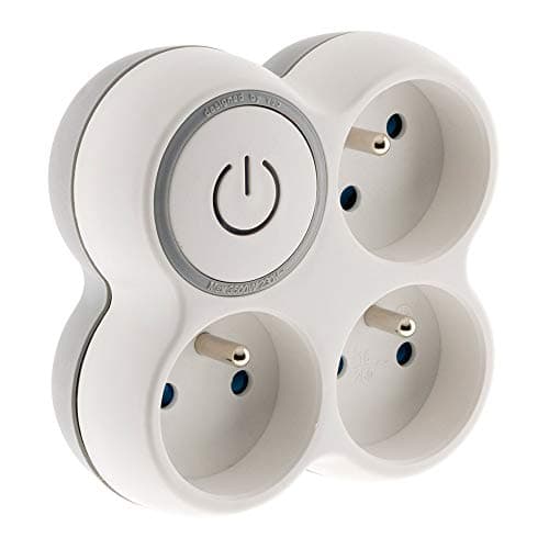 Triplite 16A 2P+T façade avec interrupteur gris/blanc