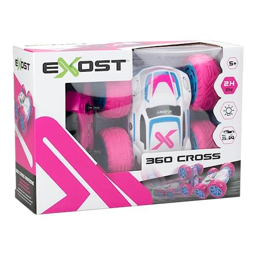 Exost Voiture Télécommandée Tout-Terrain - 360 Cross Rose à Batterie - Conduite sur 2 Faces et à 360° - Jouet pour Enfant 5,6,7,8,9,10 Ans