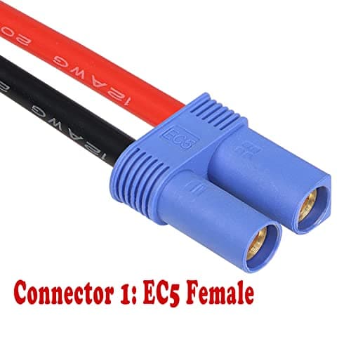 MEIRIYFA Câble d'extension EC5 femelle vers XT60 femelle, connecteur XT60 femelle vers connecteur EC5 femelle avec cordon en silicone 12 AWG – 0,5 m