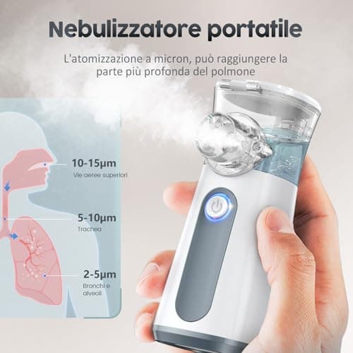 Aidisy Silent Portable Aerosol Adultes et Enfants - Appareil à Ultrasons Aérosol Efficace Soulager la Respiration, 2 Masques et Embout Buccal, USB-C Rechargeable, Vitesse d’Atomisation Réglable-Gris